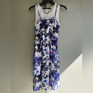 Kensie | Sheer Purple Floral Tank Lined Midi Dress Size XS